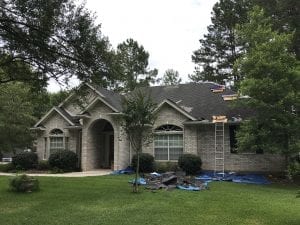 Hail Damaged Roof in Magnolia Tx by The Magnolia Roofer with Timberline Shingles by a Gaf Factory Certified Magnolia Roofing Contractor in Magnolia Tx.